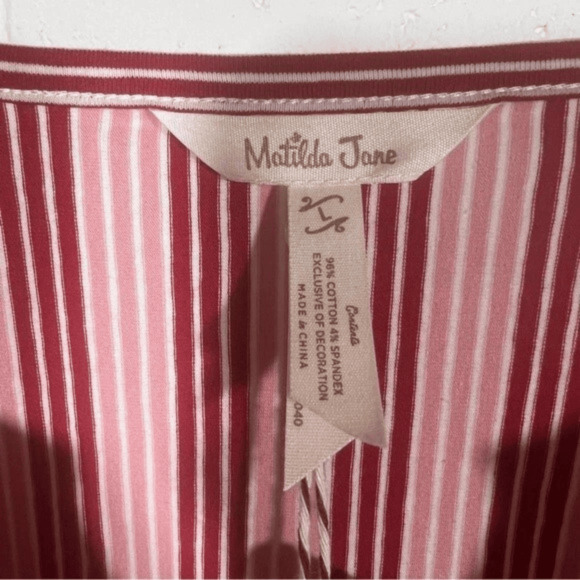 Matilda Jane McIntosh Red Pink A-line Striped Knit Dress-Medium - Picture 5 of 7